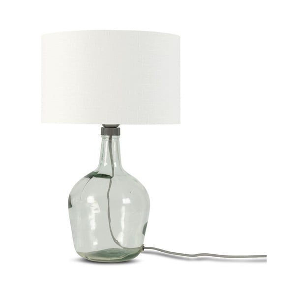 Настолна лампа с бял абажур и конструкция от рециклирано стъкло Мурано, ⌀ 30 cm - Good&Mojo