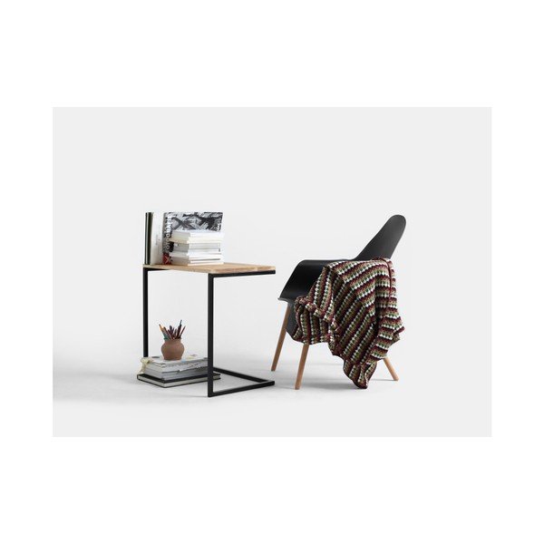 Маса с черна основа и масивен дъбов плот Lupe - CustomForm-image-1