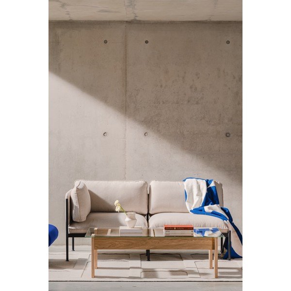 Масичка за кафе със стъклен плот в естествен цвят 86x132 cm Naiko – noo.ma-image-4