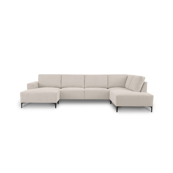 Бежов шенилов ъглов диван (десен ъгъл/U форма) Fabian – Scandic
