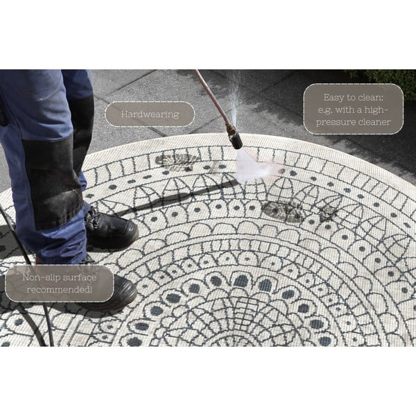 Сив и кремав килим за открито , ⌀ 140 cm Porto - NORTHRUGS-image-4