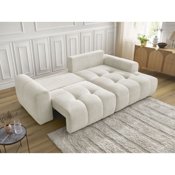 Бял шенилов  разтегателен ъглов диван с място за съхранение (десен ъгъл) Roxelane – Bobochic Paris-image-4