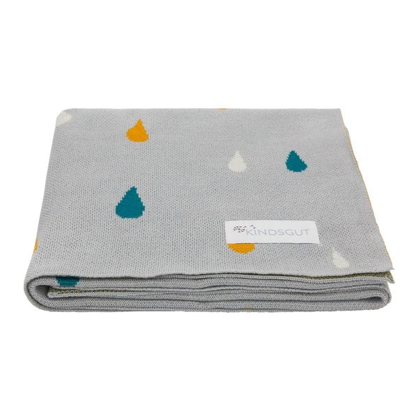 Сиво памучно бебешко одеяло Rain, 80 x 100 cm - Kindsgut