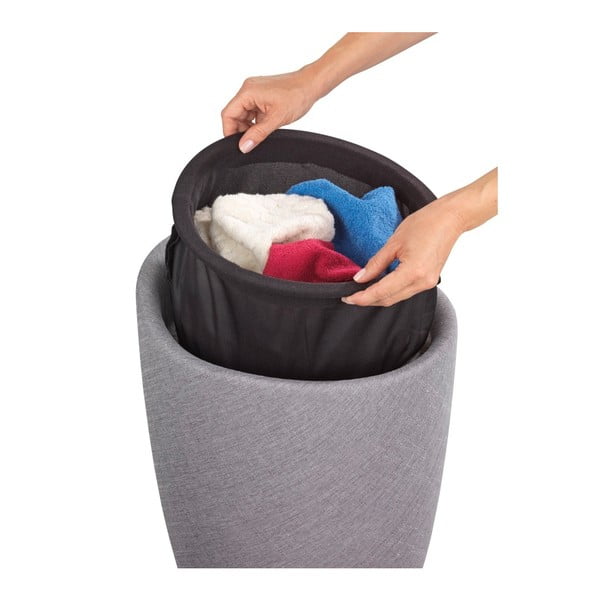 Светлосив кош за пране и табуретка в едно Linen Look, 20 л Candy - Wenko-image-3