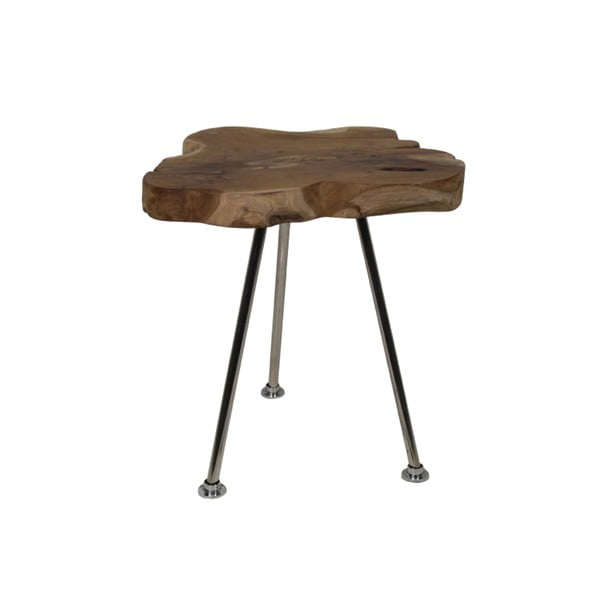 Odkládací stolek s deskou z neopracovaného teakového dřeva HSM collection Tribe, ⌀ 40 cm