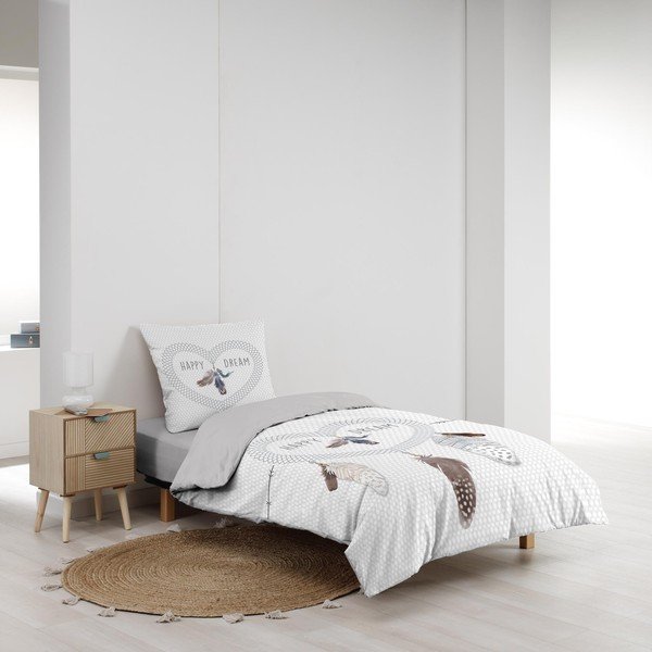 Бяло единично  памучно спално бельо 140x200 cm Happy Dream – douceur d'intérieur-image-2