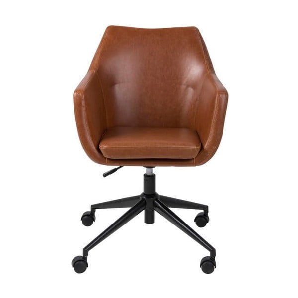 Кафяв офис стол от изкуствена кожа на колела Nora - Actona-image-1