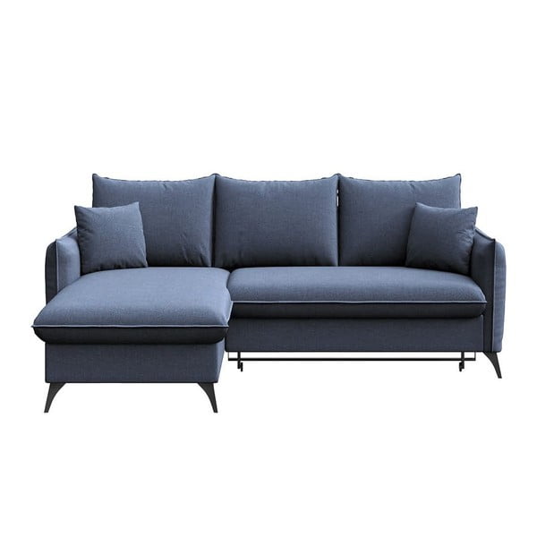 Син разтегателен ъглов диван с място за съхранение (ляв ъгъл) Brim – Rodier