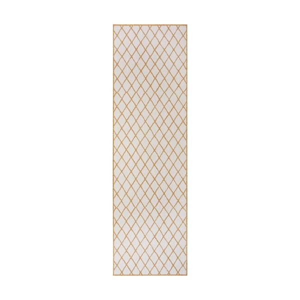 Външен килим в бял цвят и жълта охра 80x350 cm Malaga – NORTHRUGS