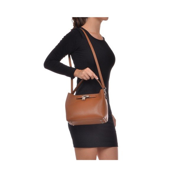 Кафява кожена чанта с ключалка Cognac Cognac - Isabella Rhea-image-2