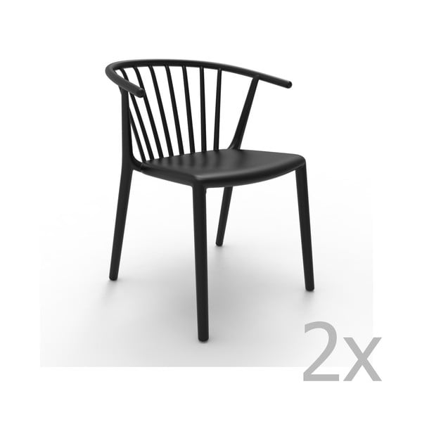 Комплект от 2 черни трапезни стола Woody - Resol