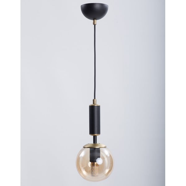 Жълто-черна висяща лампа със стъклен абажур ø 15 cm Hector - Squid Lighting