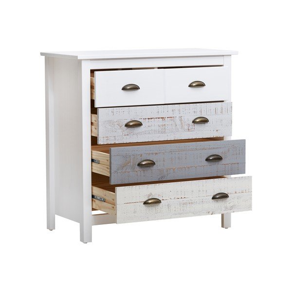 Бяло-сив скрин с 4 чекмеджета , 79 x 80 см Romantica - Marckeric-image-4