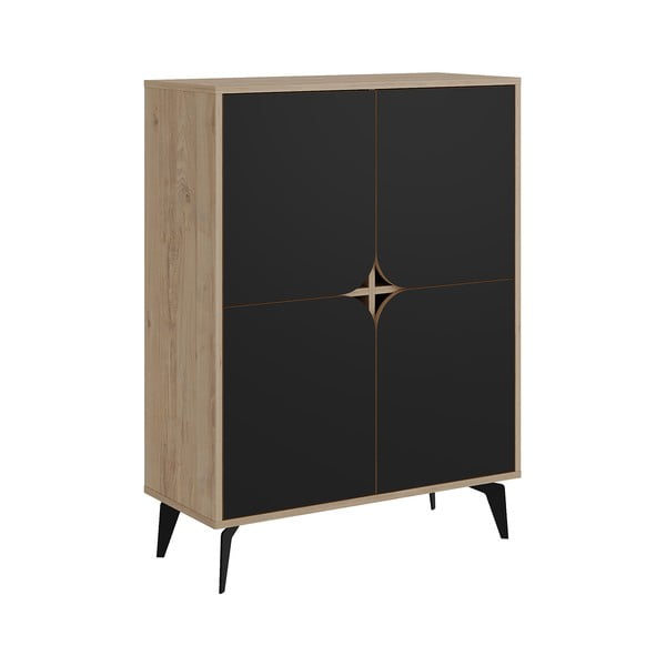 Шкаф в дъбов декор в черно-натурален цвят 90x120 cm Nola - Marckeric-image-2