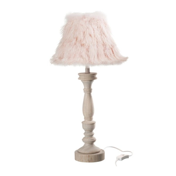 Krémová stolní lampa se stínítkem z peří J-Line Ostrich