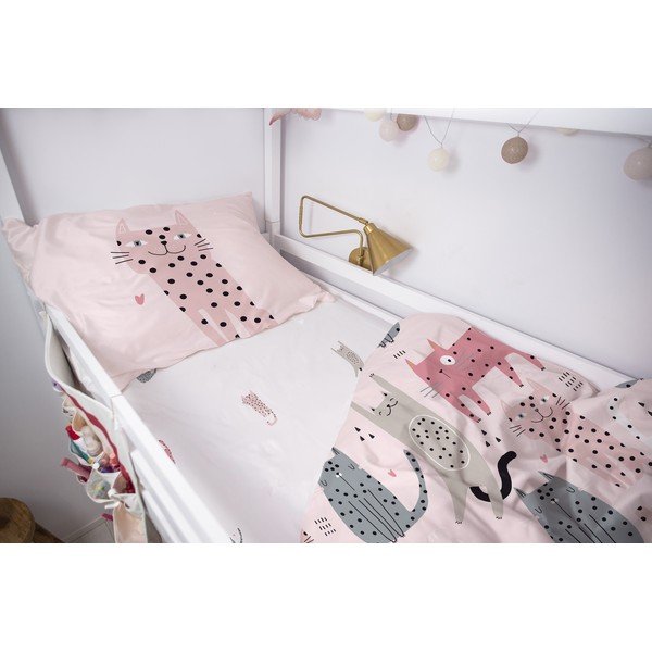 Бебешки чаршаф от разтегателен памучен сатен 200x90 cm Meow Meow - Butter Kings-image-1