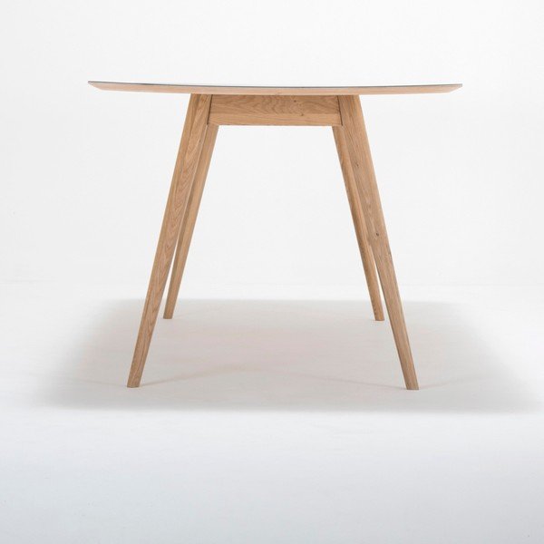 Jídelní stůl z masivního dubového dřeva s tmavě modrou deskou Gazzda Linn, 200 x 90 cm-image-3