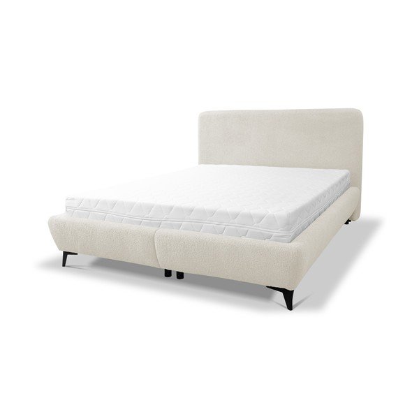 Бежово двойно легло 140x200 cm тапицирано с място за съхранение и включена подматрачна рамка Makapu – Makamii-image-2