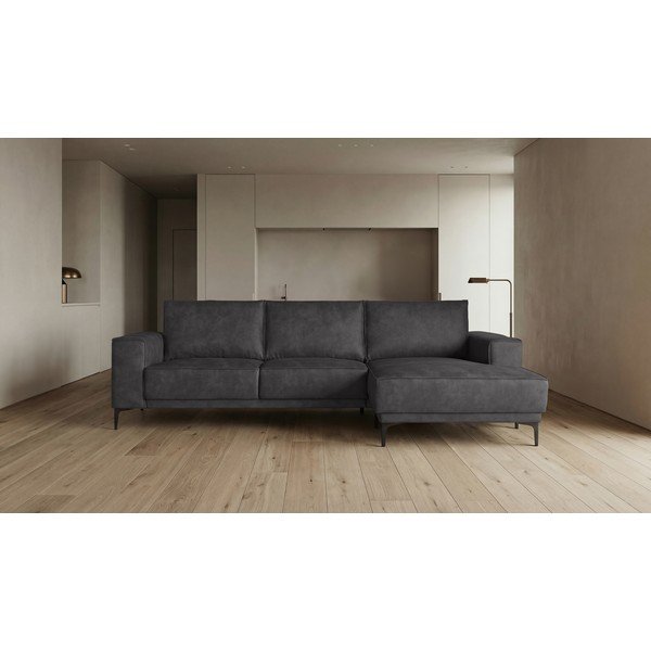 Ъглов диван в черно и сиво от изкуствена кожа (десен ъгъл) Copenhagen - Scandic-image-4