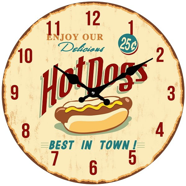 Стъклен часовник Hot Dog, 34 cm - Postershop