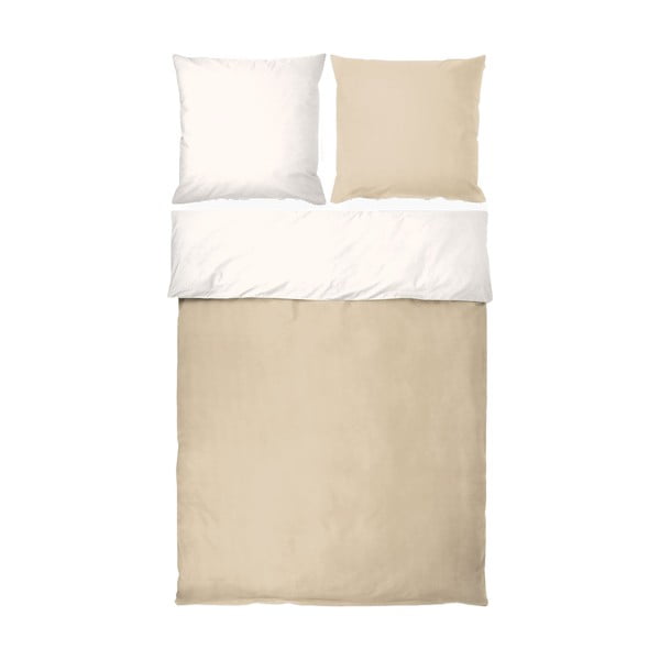 Бяло-бежово единично удължено спално бельо от памук перкал 140x220 cm Shades – Mette Ditmer Denmark