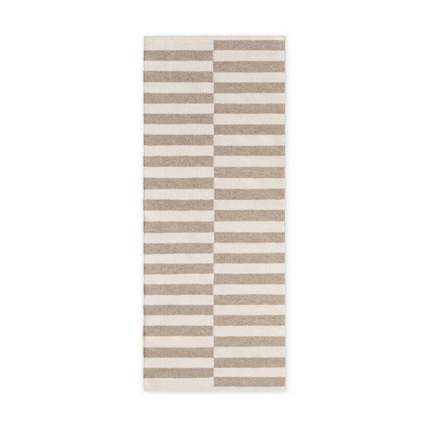 Бяла/сива двустранна/ръчно изработена вълнена пътека 80x200 cm Vika – Hanse Home