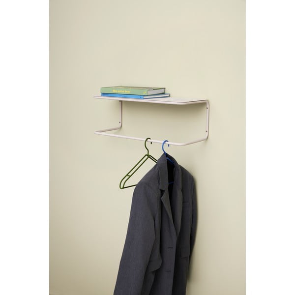 Бяла метална стенна закачалка с рафт Welcome – Hübsch-image-1