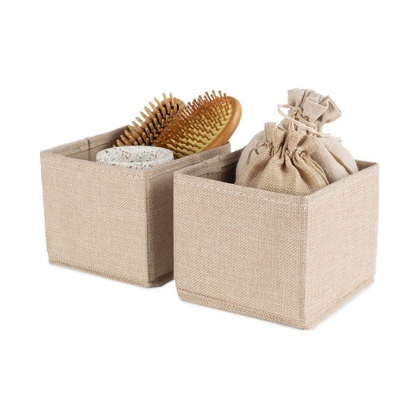 Бежови текстилни кутии за съхранение в комплект 2 бр. 14x12x12 cm Sandy – Compactor-image-3