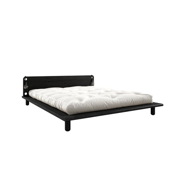 Черно двойно легло от масивна дървесина с табла, лампи и матрак Comfort , 160 x 200 cm Peek - Karup Design