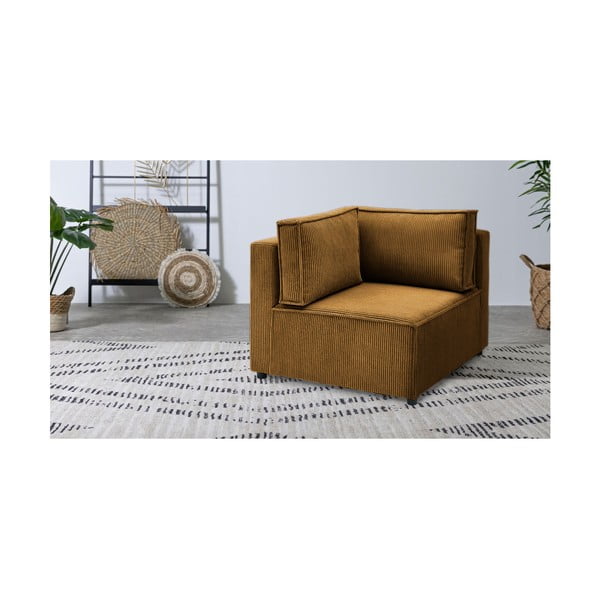 Променлив модул за диван от велур в цвят горчица Nihad modular - Bobochic Paris-image-1