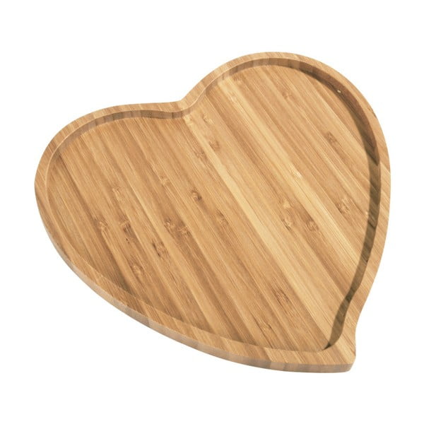 Bambusové servírovací prkénko Aminda Heart, šířka 27 cm