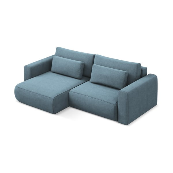 Светлосин разтегателен ъглов диван с място за съхранение (ляв ъгъл) Kapua – Makamii-image-2