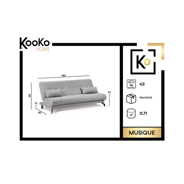 Сив и бежов разтегателен диван Musique - Kooko Home-image-2