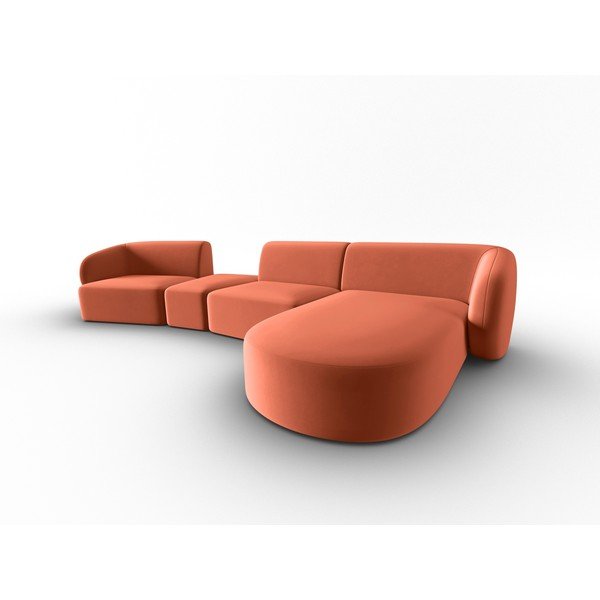 Розов кадифен ъглов диван (десен ъгъл) Paolo – Milo Casa-image-2