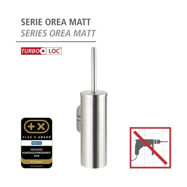 Матово-сребриста самозалепваща четка за тоалетна от неръждаема стомана Orea – Wenko-image-4
