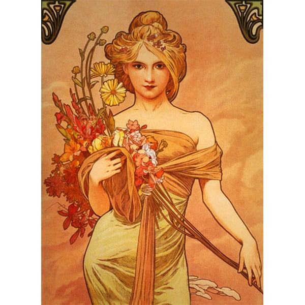 Репродукция на картина на Алфонс Муха, 40 x 55 cm Bouquet - Fedkolor