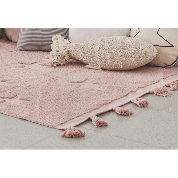 Розов ръчно изработен памучен детски килим подходящ за пране 120x175 cm Hippy Stars Vinatge Nude – Lorena Canals-image-3