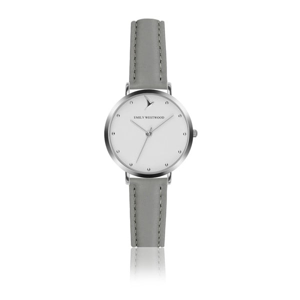 Dámské hodinky s šedým páskem z pravé kůže Emily Westwood Meeting