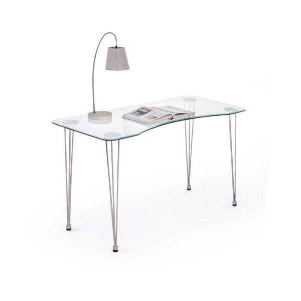 Работна маса със стъклен плот 60x120 cm Rondo – Bizzotto-image-2