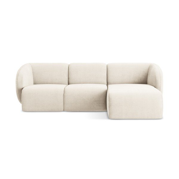 Бежов шенилов ъглов диван (десен ъгъл) Lani – Makamii