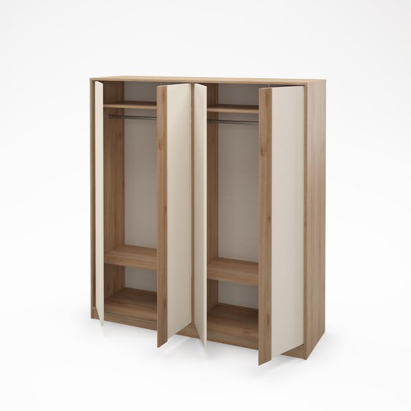 Кремаво-естествен гардероб от декор от дъб  180x197,5x53 cm Dennis – Marckeric-image-2