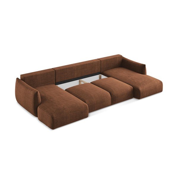 Теракотен сгъваем ъглов диван (U форма) Leila – Makamii-image-4