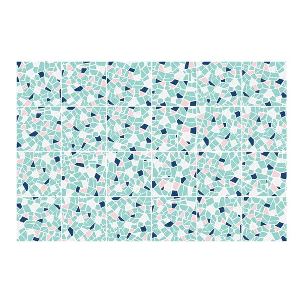 Комплект от 24 стикера за стена Cement Tile Stickers Terrazzo Aqua, 10 x 10 cm - Ambiance-image-3