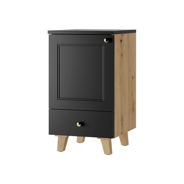 Нисък шкаф под умивалника в дъбов декор в черен и естествен цвят 40x76 cm Royal - STOLKAR