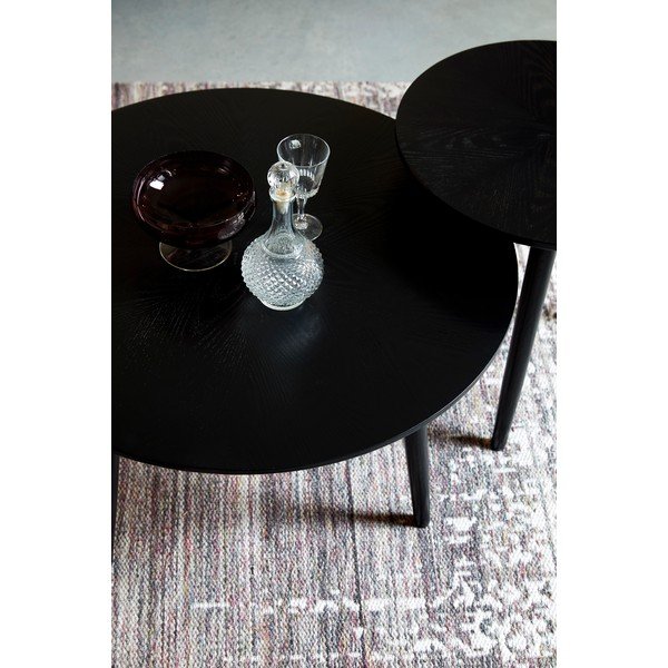 Черна кръгла масичка за кафе от декор от дъб  ø 80 cm Fabio – White Label-image-2