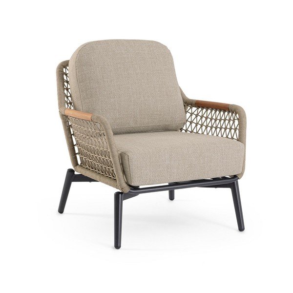 Светлокафяв метален градински стол Eulero – Bizzotto