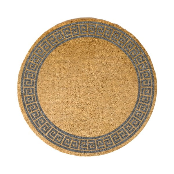 Сива кръгла постелка от естествени кокосови влакна Greek Border, ⌀ 70 cm - Artsy Doormats