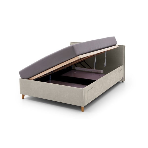 Бежово тапицирано детско легло 90x200 cm с място за съхранение с включена подматрачна рамка Fun – Meise Möbel-image-2