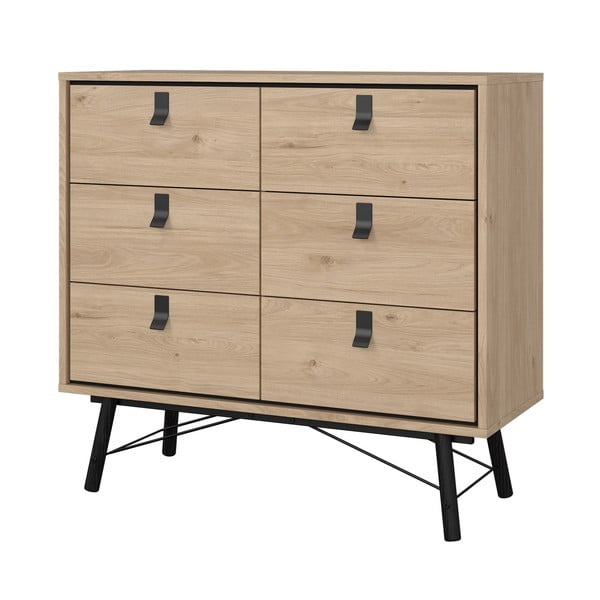 Нисък скрин с дъбов декор в естествен цвят 102x99 cm Ry - Tvilum-image-3