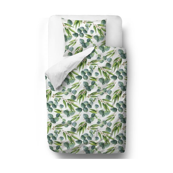 Зелено памучно спално бельо от сатен , 200 x 200 cm Floating Eucalyptus - Butter Kings